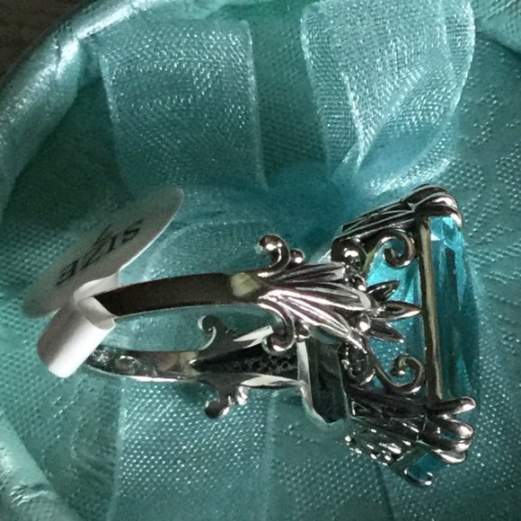 925 Sterling Silver Huge Gemstone Aquamarine Antique Style - Picture 11 of 12